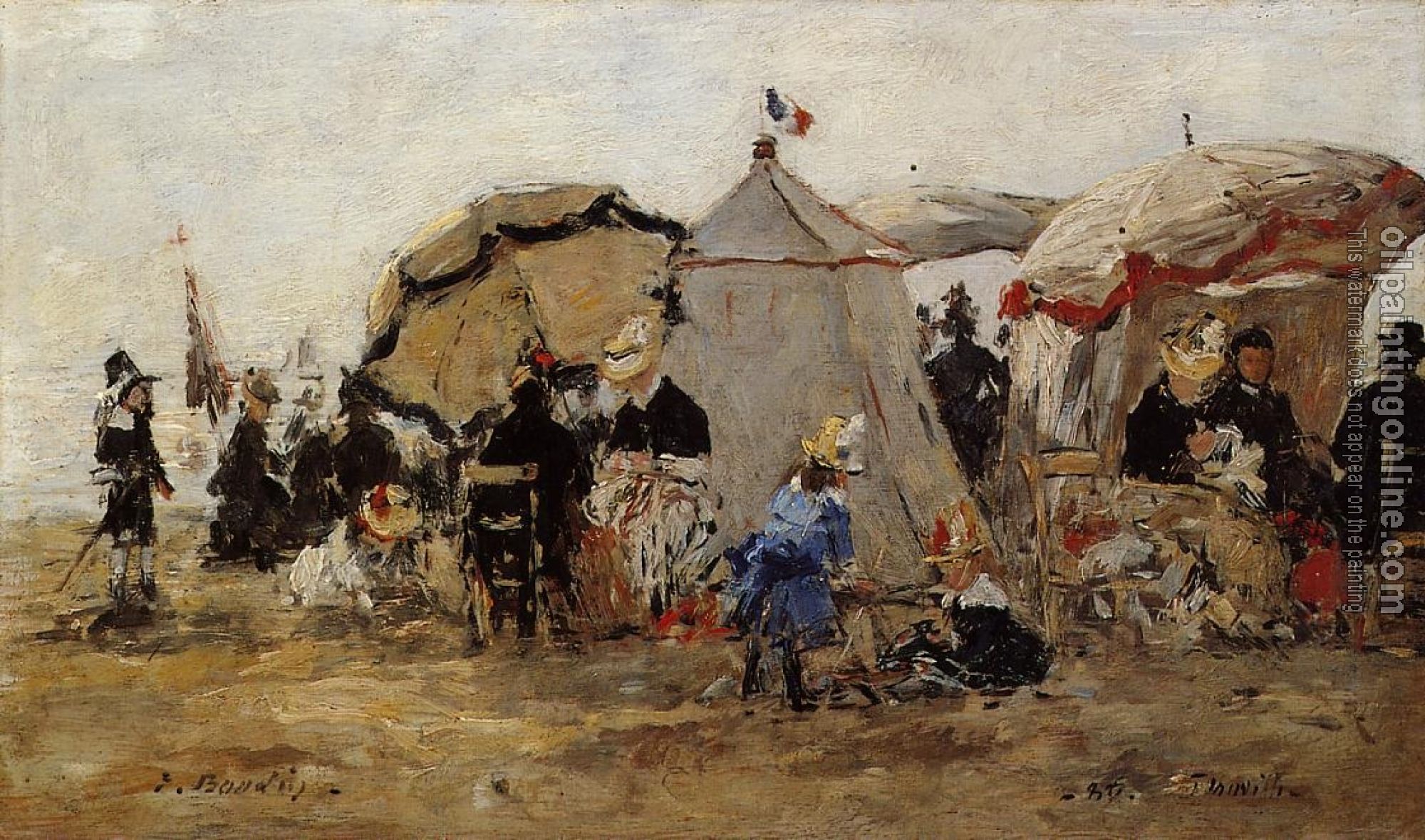 Boudin, Eugene - Woman and Children on the Beach at Trouville